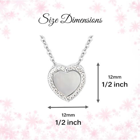 Cherished Moments Children's 925 Sterling Silver Mother of Pearl Heart Necklace with CZs for Little Girls, Kids Jewelry, Toddler Necklace, Teenagers 14 + 2 inch in Kuwait