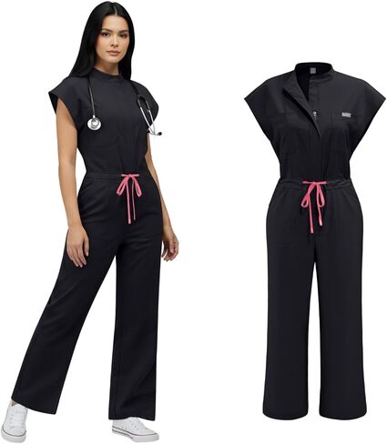 Scrubs Set for Women,Women's Stretch Scrub Jumpsuit-Elastic Waist One Piece Medical Uniform in Saudi Arabia