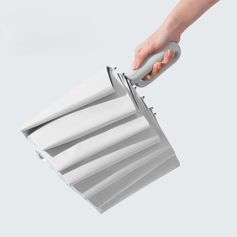 Automatic Folding Umbrella with Hook Handle, 8 Rib Wind Resistant Compact Sun and Rain Travel Umbrella for Women and Men in Kuwait