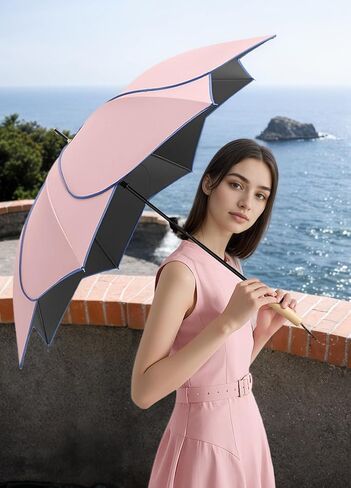 Chesoon Floral Stick Umbrella Windproof Golf Umbrella for Women with UPF 50+ Sun Protection & Water Repellent, Large Canopy for Beach/Daily Use in Saudi Arabia