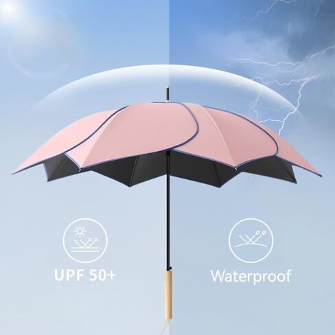Chesoon Floral Stick Umbrella Windproof Golf Umbrella for Women with UPF 50+ Sun Protection & Water Repellent, Large Canopy for Beach/Daily Use in Saudi Arabia