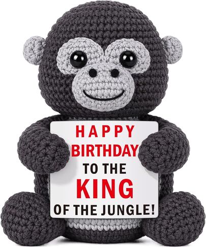 Fathers Day Dad Gifts from Daughter Son Wife, Birthday Gift for Dad Daddy Papa, I Love You Dads Gift for Men, Handmade Crochet Funny Chimpanzee Present in Saudi Arabia