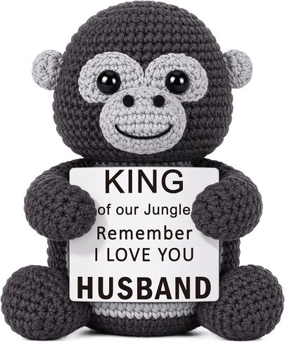 Fathers Day Dad Gifts from Daughter Son Wife, Birthday Gift for Dad Daddy Papa, I Love You Dads Gift for Men, Handmade Crochet Funny Chimpanzee Present in Saudi Arabia