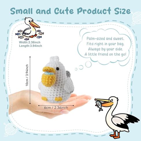 Emotional Support Crochet Pelican Stuffed Animal - Premade Funny Amigurumi Desk Decor & Good Luck Charm, Cute Pelican Gifts for Women, Teen Girls, Coworkers - Birthday, Positive Encouragement Present in Saudi Arabia