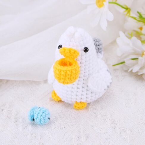 Emotional Support Crochet Pelican Stuffed Animal - Premade Funny Amigurumi Desk Decor & Good Luck Charm, Cute Pelican Gifts for Women, Teen Girls, Coworkers - Birthday, Positive Encouragement Present in Saudi Arabia