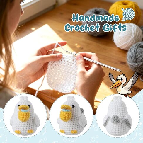 Emotional Support Crochet Pelican Stuffed Animal - Premade Funny Amigurumi Desk Decor & Good Luck Charm, Cute Pelican Gifts for Women, Teen Girls, Coworkers - Birthday, Positive Encouragement Present in Saudi Arabia