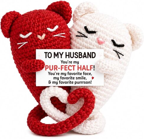 Funny Crochet Cat Gifts for Husband Fathers Day - Father's Day Birthday Gifts for Husband from Wife, Romantic Wedding Anniversary Present for Men Hubby Spouse - I Love You Gift for Him in Saudi Arabia