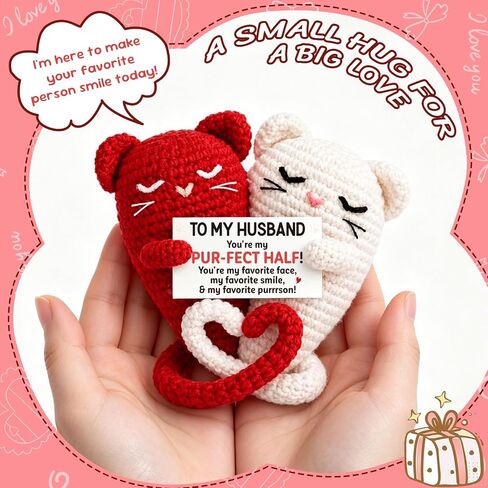 Funny Crochet Cat Gifts for Husband Fathers Day - Father's Day Birthday Gifts for Husband from Wife, Romantic Wedding Anniversary Present for Men Hubby Spouse - I Love You Gift for Him in Saudi Arabia