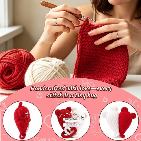 Funny Crochet Cat Gifts for Husband Fathers Day - Father's Day Birthday Gifts for Husband from Wife, Romantic Wedding Anniversary Present for Men Hubby Spouse - I Love You Gift for Him in Saudi Arabia