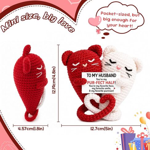 Funny Crochet Cat Gifts for Husband Fathers Day - Father's Day Birthday Gifts for Husband from Wife, Romantic Wedding Anniversary Present for Men Hubby Spouse - I Love You Gift for Him in Saudi Arabia