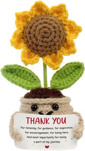 Crochet Sunflower Thank You Gift – Handmade Sunflower Doll "Thank You for Being Part of My Journey" – Appreciation Gift for Coworker Teacher Professor Counselor Women Retirement Birthday in Saudi Arabia