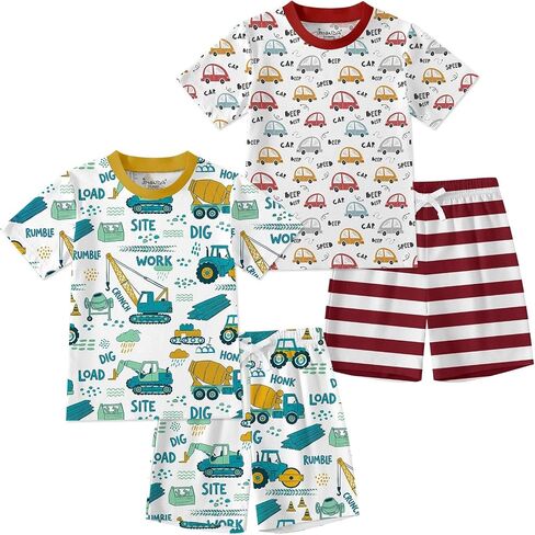 Jimonda Toddler Baby Boys Shirt Shorts Clothing Set Kids Short Sleeve Cotton Casual Outfits Outdoor 4pc Summer Clothes in Saudi Arabia