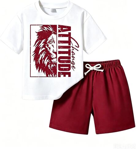 Yoxindax Tween Boy Clothes 2-Piece Letter Graphic Print Short Sleeve T-Shirt Kids 6-12 Years Teen Boys Summer Outfits in Saudi Arabia
