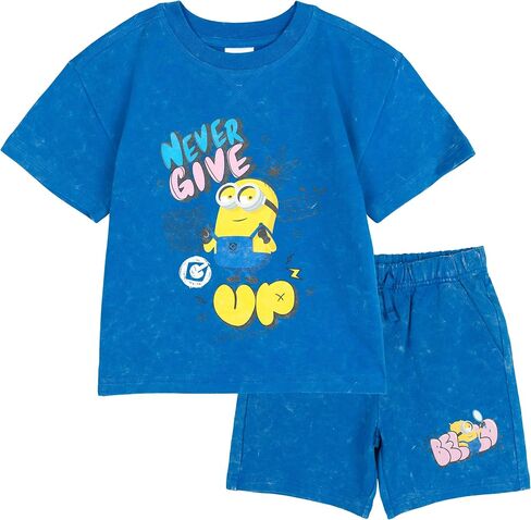 Minions French Terry T-Shirt and Shorts Outfit Set Toddler to Big Kid Sizes (2T - 14-16) in Kuwait