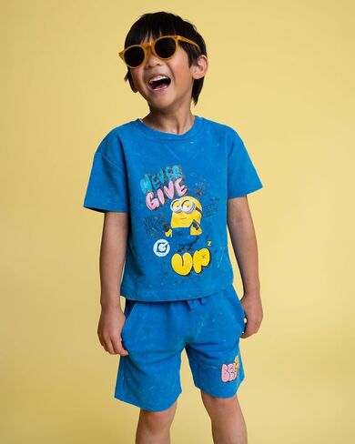 Minions French Terry T-Shirt and Shorts Outfit Set Toddler to Big Kid Sizes (2T - 14-16) in Kuwait