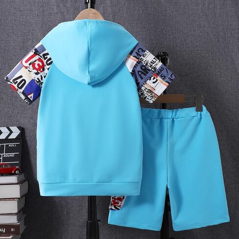 Boys 2-Piece Hoodie & Shorts Set (8-14) - Graphic Print Casual Summer Tween Outfit for Kids in Saudi Arabia