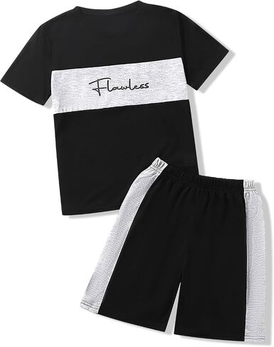 Boys 2-Piece Hoodie & Shorts Set (8-14) - Graphic Print Casual Summer Tween Outfit for Kids in Saudi Arabia