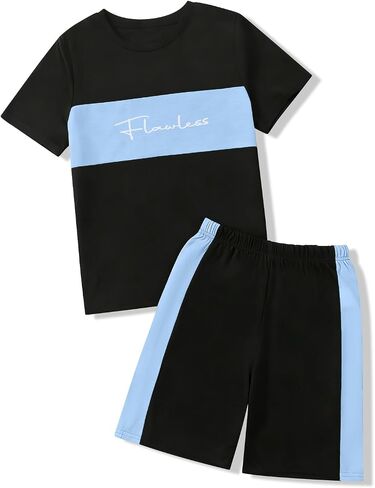 Boys 2-Piece Hoodie & Shorts Set (8-14) - Graphic Print Casual Summer Tween Outfit for Kids in Saudi Arabia