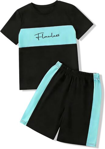 Boys 2-Piece Hoodie & Shorts Set (8-14) - Graphic Print Casual Summer Tween Outfit for Kids in Saudi Arabia