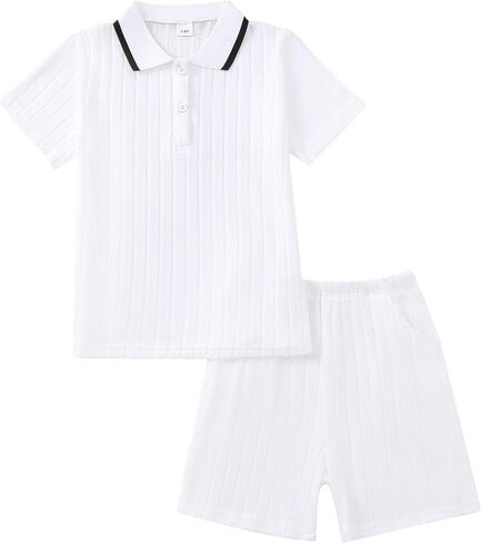 Toddler Boy Clothes Summer Outfits Polo Shirt and Shorts Set 2 Pieces Baby Boys Beach Hawaiian Outfit for Teen 5-12T in Saudi Arabia