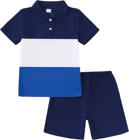 Toddler Boy Clothes Summer Outfits Polo Shirt and Shorts Set 2 Pieces Baby Boys Beach Hawaiian Outfit for Teen 5-12T in Saudi Arabia