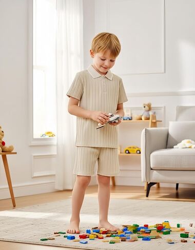 Toddler Boy Clothes Summer Outfits Polo Shirt and Shorts Set 2 Pieces Baby Boys Beach Hawaiian Outfit for Teen 5-12T in Saudi Arabia