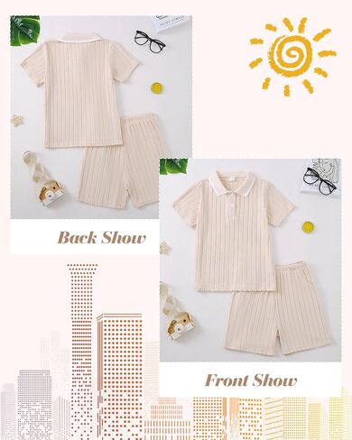 Toddler Boy Clothes Summer Outfits Polo Shirt and Shorts Set 2 Pieces Baby Boys Beach Hawaiian Outfit for Teen 5-12T in Saudi Arabia
