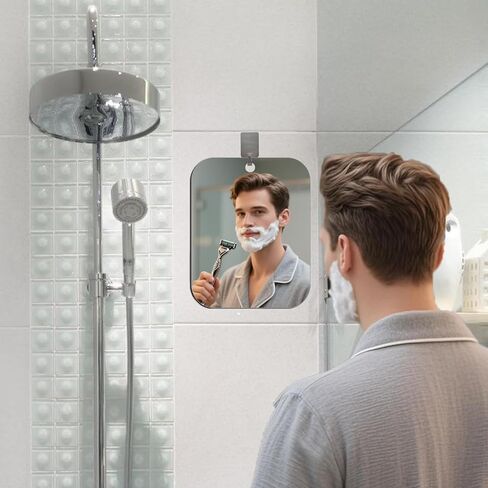 Shower Mirror Fogless for Shaving, Anti Fog Mirrors for Shower 7"x5.1", Shower Shaving Mirror Fogless for Men, Small Hanging Handheld Locker，Travel Makeup Mirror for Home Bathroom Accessories in Saudi Arabia