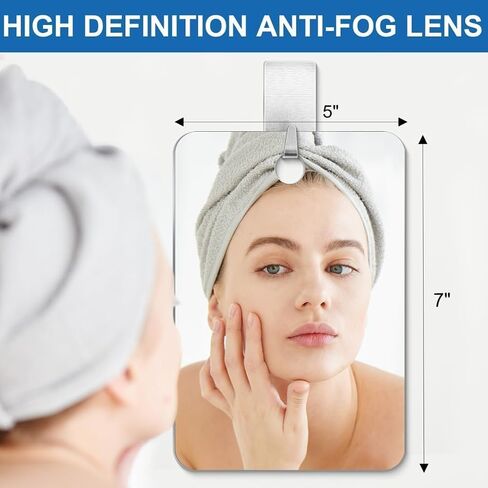 Shower Mirror Fogless for Shaving, Anti Fog Mirrors for Shower 7"x5.1", Shower Shaving Mirror Fogless for Men, Small Hanging Handheld Locker，Travel Makeup Mirror for Home Bathroom Accessories in Saudi Arabia