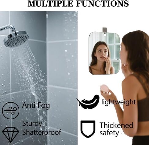 Shower Mirror Fogless for Shaving, Anti Fog Mirrors for Shower 7"x5.1", Shower Shaving Mirror Fogless for Men, Small Hanging Handheld Locker，Travel Makeup Mirror for Home Bathroom Accessories in Saudi Arabia