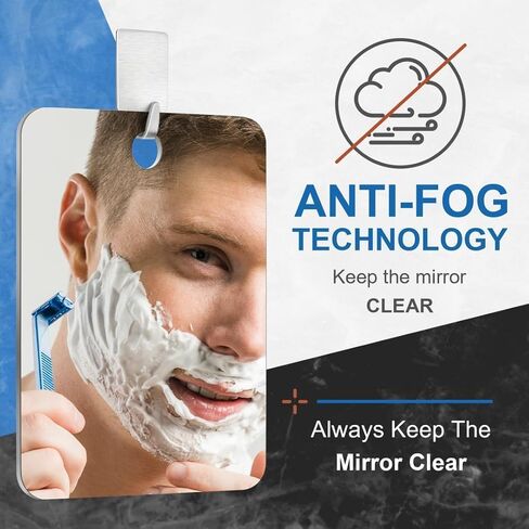 Shower Mirror Fogless for Shaving, Anti Fog Mirrors for Shower 7"x5.1", Shower Shaving Mirror Fogless for Men, Small Hanging Handheld Locker，Travel Makeup Mirror for Home Bathroom Accessories in Saudi Arabia