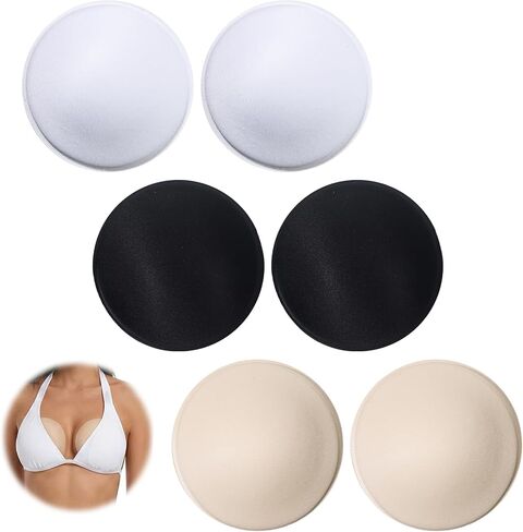 3 Pairs Round Bra Pads Inserts, Soft Bra Inserts Pads, Removable Sports Bras Pad Insert for Women, Replacement Bras Cups for Bikini Top Swimsuit Sport in Saudi Arabia