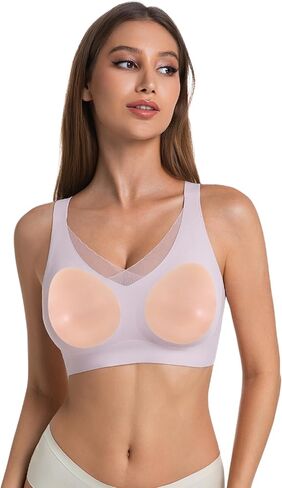 Fake Boobs and Bra 2 in 1, Silicone Breasts Forms Silicone Breastplate Fake Breasts Black in Saudi Arabia