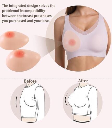 Fake Boobs and Bra 2 in 1, Silicone Breasts Forms Silicone Breastplate Fake Breasts Black in Saudi Arabia