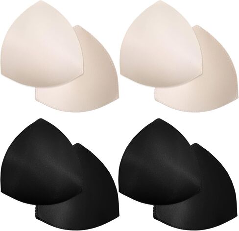 4Pairs Bra Pads Inserts, Triangle Bra Insert, Sports Bras Pad Breast Pad, Breast Enhancer for Dresses(Skin + Black) in Kuwait