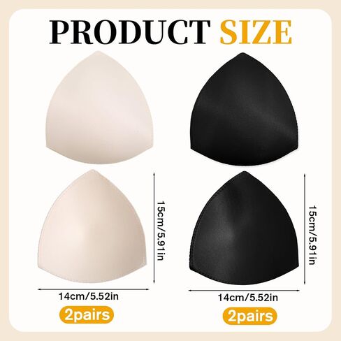 4Pairs Bra Pads Inserts, Triangle Bra Insert, Sports Bras Pad Breast Pad, Breast Enhancer for Dresses(Skin + Black) in Kuwait