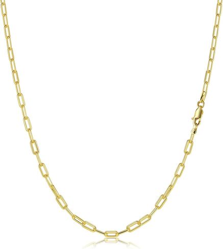 14K Gold Paperclip Chain Necklace for Women Men, 2.5mm/3mm/4mm/5mm Width Rectangular Link Chain, 16-24 Inches, Hypoallergenic, Non-Tarnish, Cadenas de Oro 14K para Mujer in Saudi Arabia