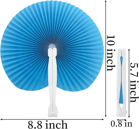 Coloch 40 Pack Paper Folding Fans Assortment with Plastic Handle, Round Foldable Party Fan Assorted Colors Pocket Fan for Party, Wedding, DIY, Decoration, 4 Colors in Saudi Arabia