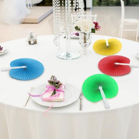 Coloch 40 Pack Paper Folding Fans Assortment with Plastic Handle, Round Foldable Party Fan Assorted Colors Pocket Fan for Party, Wedding, DIY, Decoration, 4 Colors in Saudi Arabia