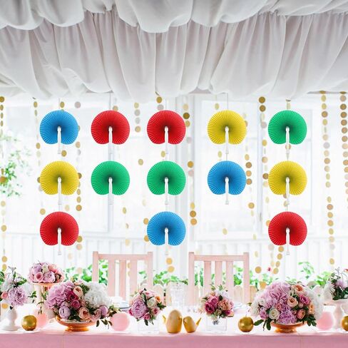 Coloch 40 Pack Paper Folding Fans Assortment with Plastic Handle, Round Foldable Party Fan Assorted Colors Pocket Fan for Party, Wedding, DIY, Decoration, 4 Colors in Saudi Arabia
