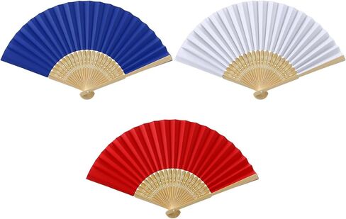 DoubleFill 36 Pcs Red White and Blue Patriotic Handheld Fans 4th of July 250th Anniversary Folding Paper Hand Fans Bulk for Independence Day Parade Decorations Party Supplies (Red White and Blue) in Kuwait