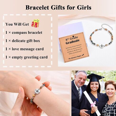 Graduation Gift for Her, Class of 2026 High School 5th 6th 8th Grade College Masters Degree Graduation Compass Bracelet Jewlry Gifts for Girls Women in Saudi Arabia