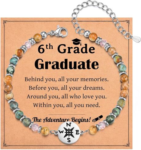 Graduation Gift for Her, Class of 2026 High School 5th 6th 8th Grade College Masters Degree Graduation Compass Bracelet Jewlry Gifts for Girls Women in Saudi Arabia