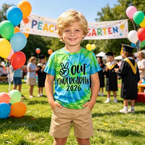KEKEMI Peace Out Kindergarten 2026 Shirt for Boy Girls Last Day of School T-Shirt School Graduation Outfit Short Sleeve Tees in Kuwait