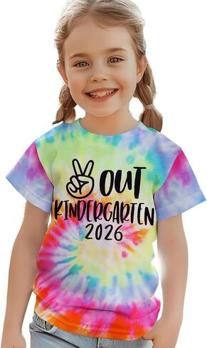 KEKEMI Peace Out Kindergarten 2026 Shirt for Boy Girls Last Day of School T-Shirt School Graduation Outfit Short Sleeve Tees in Kuwait