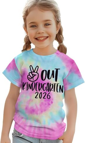 KEKEMI Peace Out Kindergarten 2026 Shirt for Boy Girls Last Day of School T-Shirt School Graduation Outfit Short Sleeve Tees in Kuwait