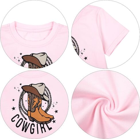 Girls Western Shirt Cowgirl Boots Hat Shirt Country T Shirt Long Live Shirts Horseback Rider Tassel Fringe Tee Tops in Kuwait