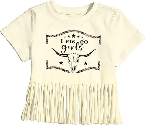 Girls Western Shirt Cowgirl Boots Hat Shirt Country T Shirt Long Live Shirts Horseback Rider Tassel Fringe Tee Tops in Kuwait