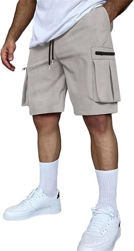 Men's Shorts Casual Stretch Lightweight Classic Drawstring Elastic Summer Work Hiking Shorts for Men with Cargo Pockets in Saudi Arabia