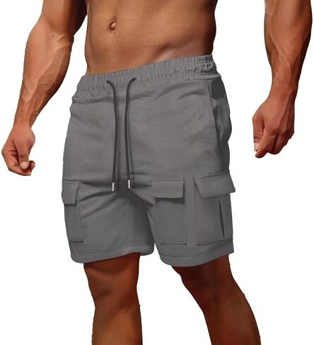 Men's Shorts Casual Stretch Lightweight Classic Drawstring Elastic Summer Work Hiking Shorts for Men with Cargo Pockets in Kuwait